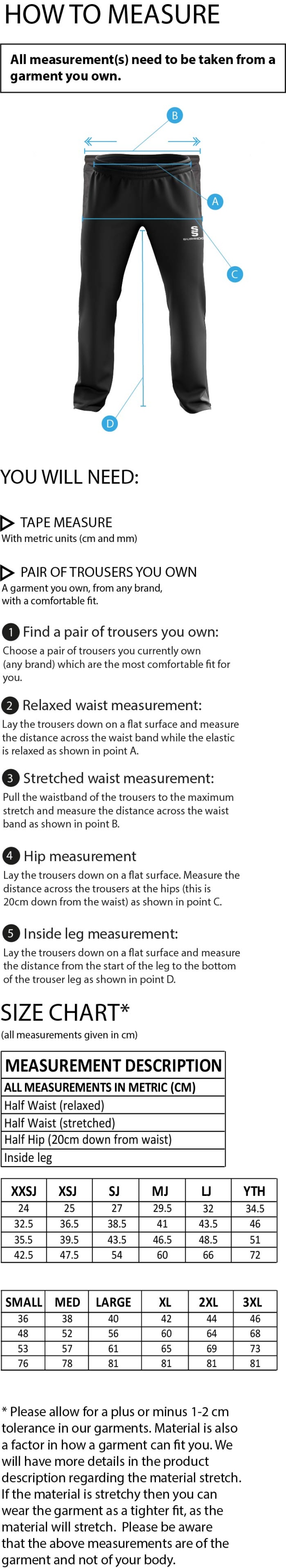 POPLIN TRACK PANT WITH LYCRA-Navy - Size Guide