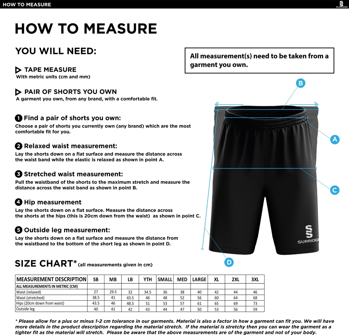 Lingfield CC - Blade Shorts - Size Guide